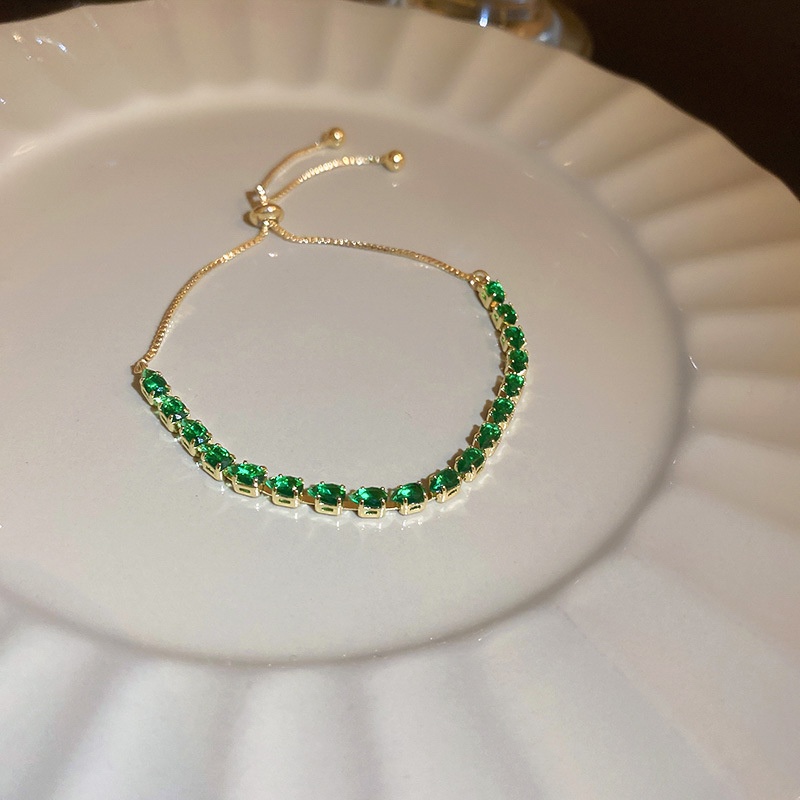 Vòng Tay Đính Đá Zircon Hình Giọt Nước Đơn Giản Thời Trang Cao Cấp Có Thể Điều Chỉnh Cho Nữ