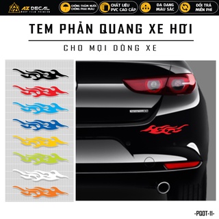 Decal phản quang dán ô tô mẫu ngọn lửa | pqot-11 | tem team hình dán cản sau kính lái sườn xe hơi oto