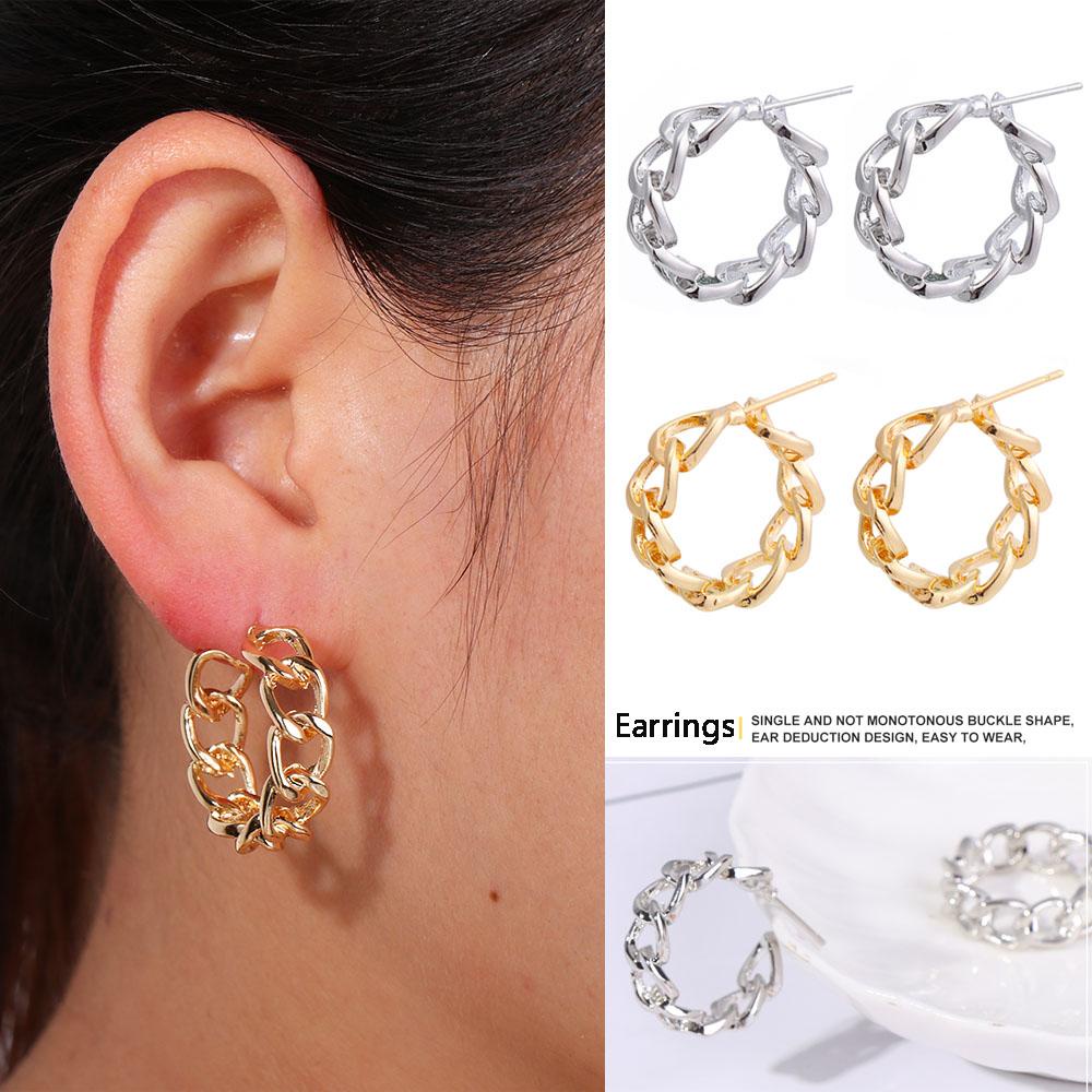 Khuyên Tai Kim Loại Dạng Vòng Thiết Kế Tối Giản