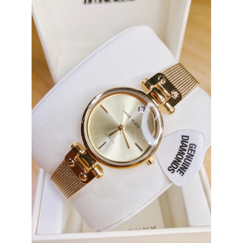 Đồng hồ nữ Anne Klein AK/3002CHGB dây kim loại gold size 26mm