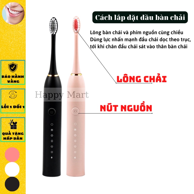 Bàn chải điện đánh răng tự động chính hãng Sonic vệ sinh răng miệng siêu sạch với lông chải mềm Sonic X-3