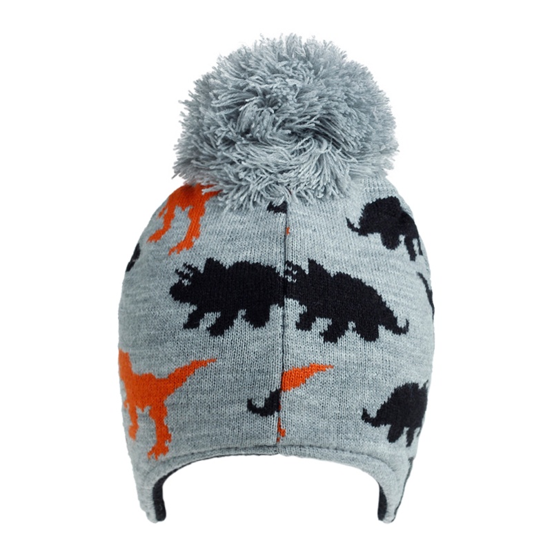 Mũ Beanie Dệt Kim Che Tai Hình Khủng Long Hoạt Hình Vui Nhộn Giữ Ấm Vui Nhộn Cho Bé Gái