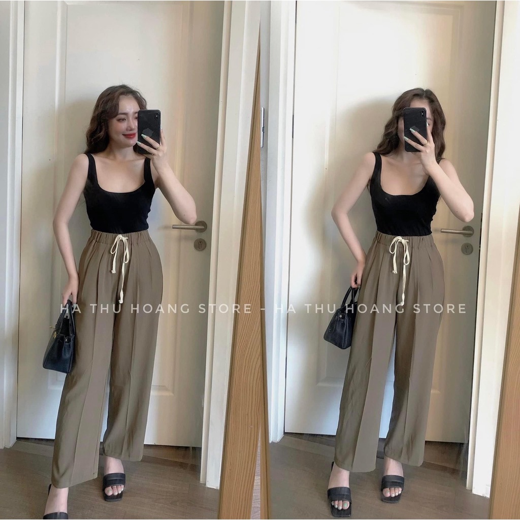 Set áo ba lỗ cotton quần ống suông TH933
