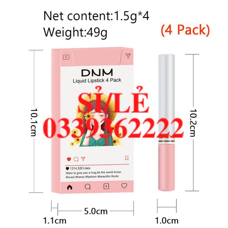 [Hàng mới về] Bộ 4 son kem DNM chống thấm nước lâu trôi thiết kế vỏ hình điếu thuốc lá  HAIANHSHOP