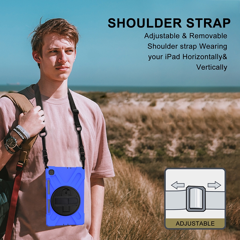 Hybrid shock proof case Vỏ bảo vệ for Samsung Galaxy Tab S6 Lite Ốp lưng SM-P610 SM-P615 chống rơi cover with pencil slot hand and shoulder strap