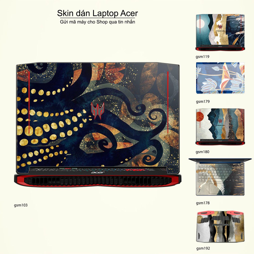 Skin dán Laptop Acer in hình sơn mài (inbox mã máy cho Shop)