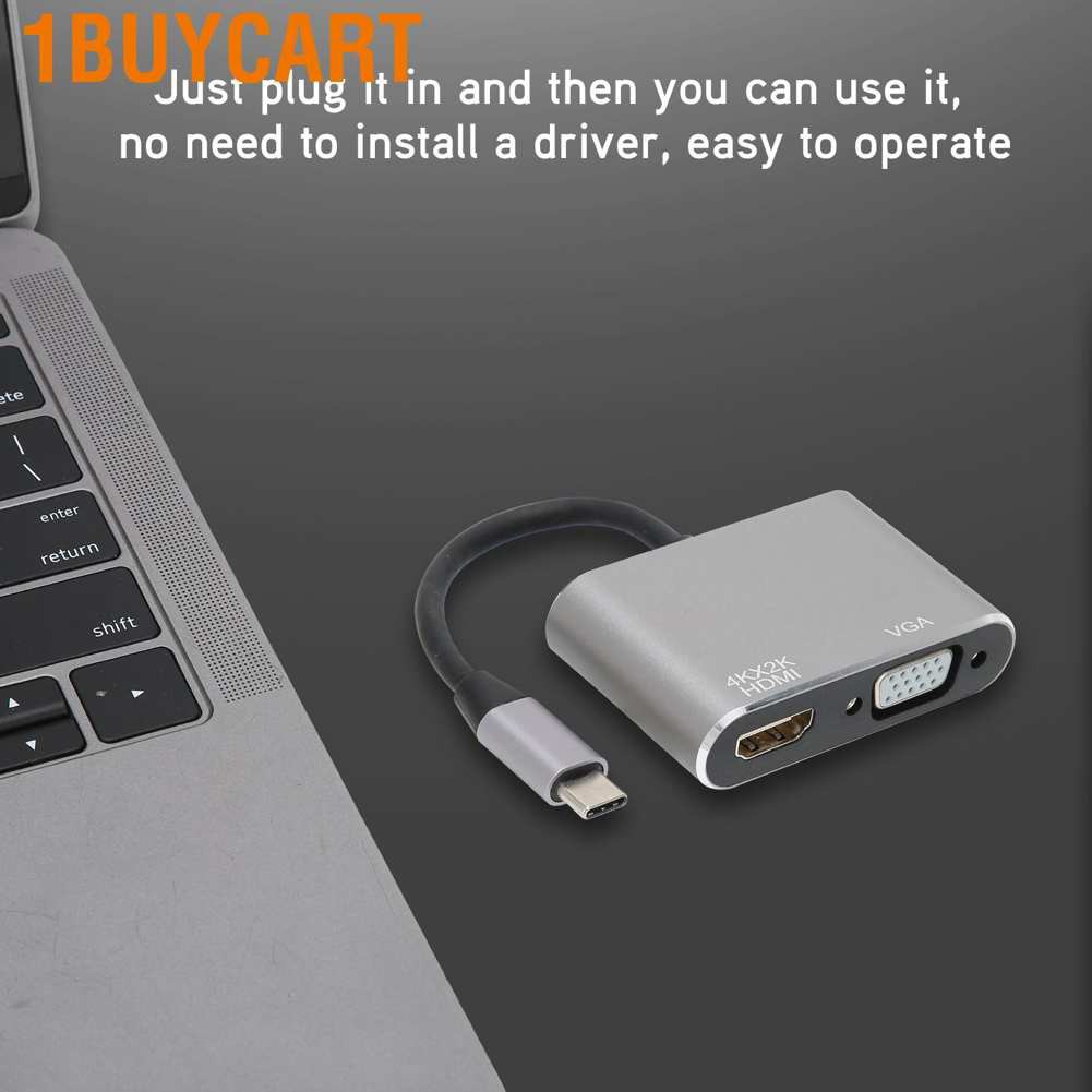 1buycart Usb 3.1 Hub Type-C To Vga Converter 4k Hd Adapter Cable Laptop Mobile Phone Điện Thoại