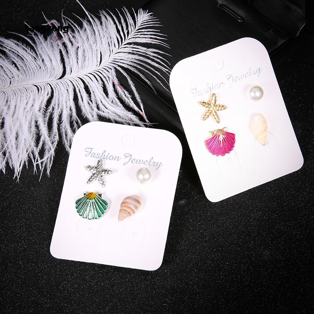 Set 4 Khuyên Tai Hình Sao Biển / Ngọc Trai Giả Thời Trang Cho Nữ