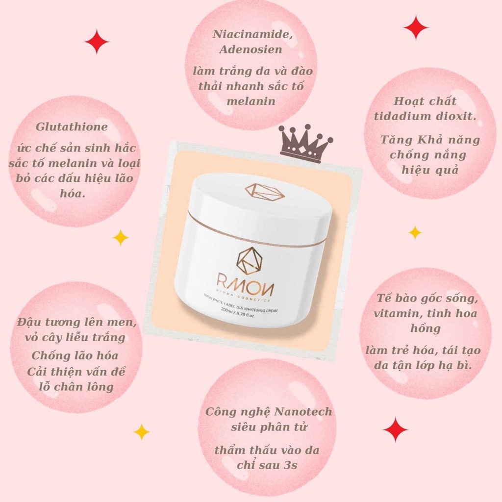Kem dưỡng trắng da body tế bào gốc RMON White Label Dia Whitening Cream 200ml Hàn Quốc