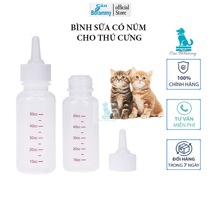 [Mã 253FMCGSALE giảm 8% tối đa 100K đơn 500K] Bình sữa 50ml cho chó mèo chất liệu silicone