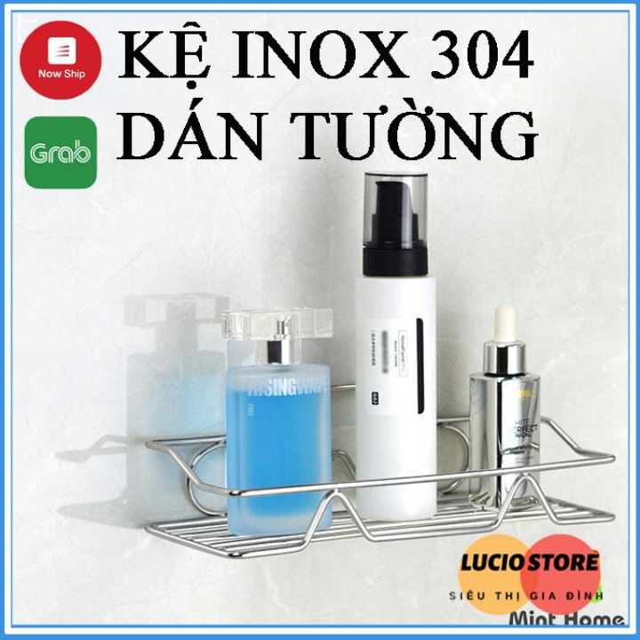 Kệ nhà tắm inox 304 dán tường, kệ nhà bếp treo tường để đồ đa năng tiện lợi, dễ sử dụng, loại dán