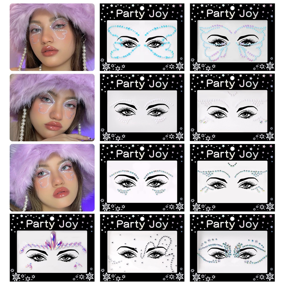 1 Miếng Dán Mặt 3D Tự Dính Chống Thấm Nước Bằng Acrylic Đính Đá Kim Cương Lấp Lánh Tiện Dụng