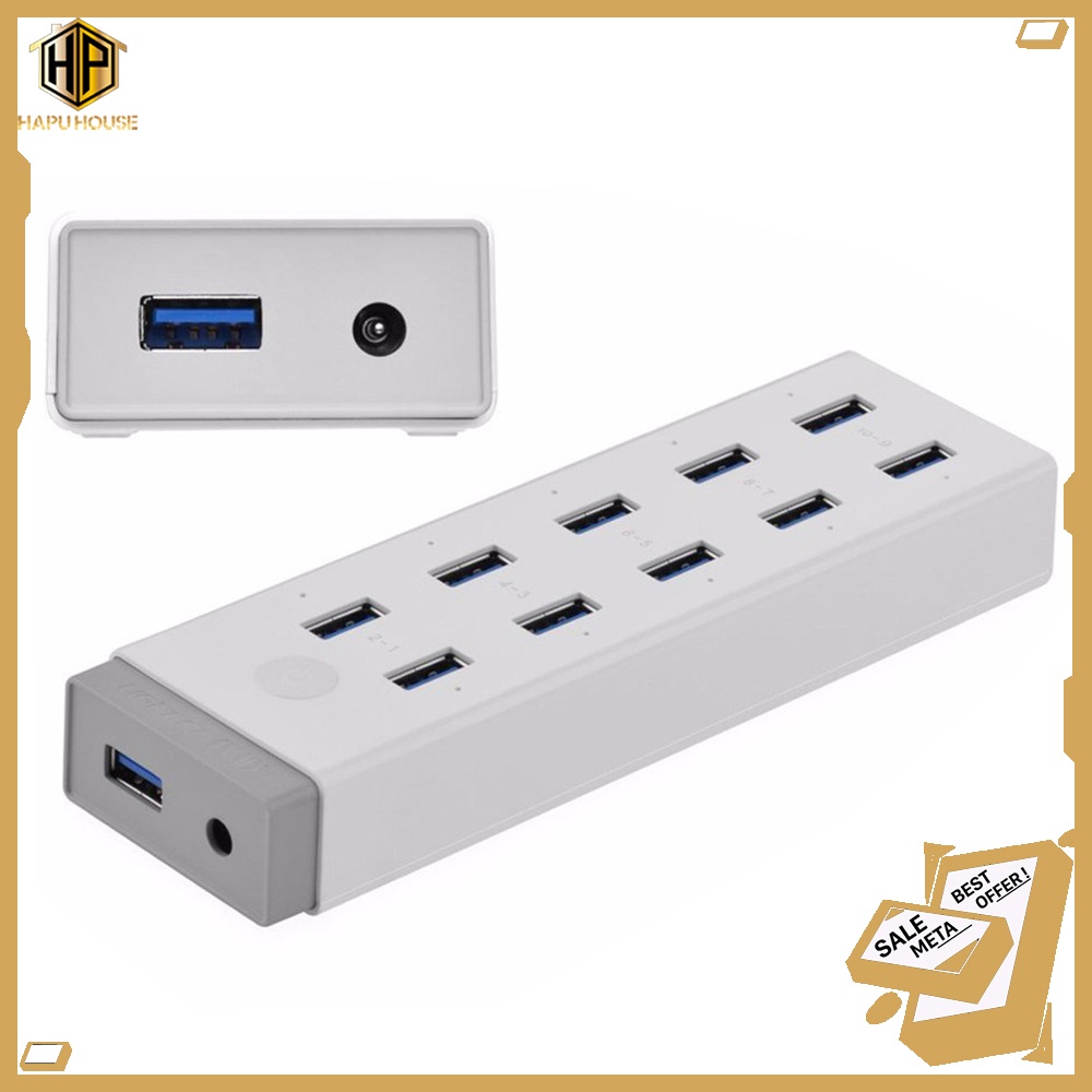 Hub 10 cổng USB 3.0 đa chức năng Ugreen 20297 kèm sạc điện thoại, máy tính bảng - Hapuhouse