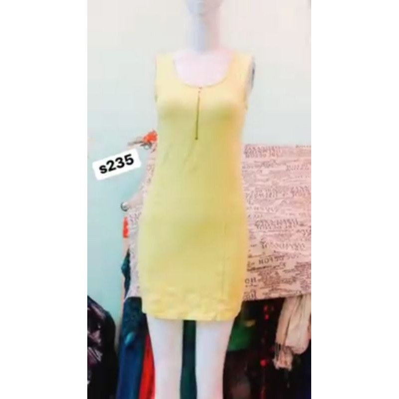 đầm suông body vàng phối dây kéo (dưới 53kg). S235