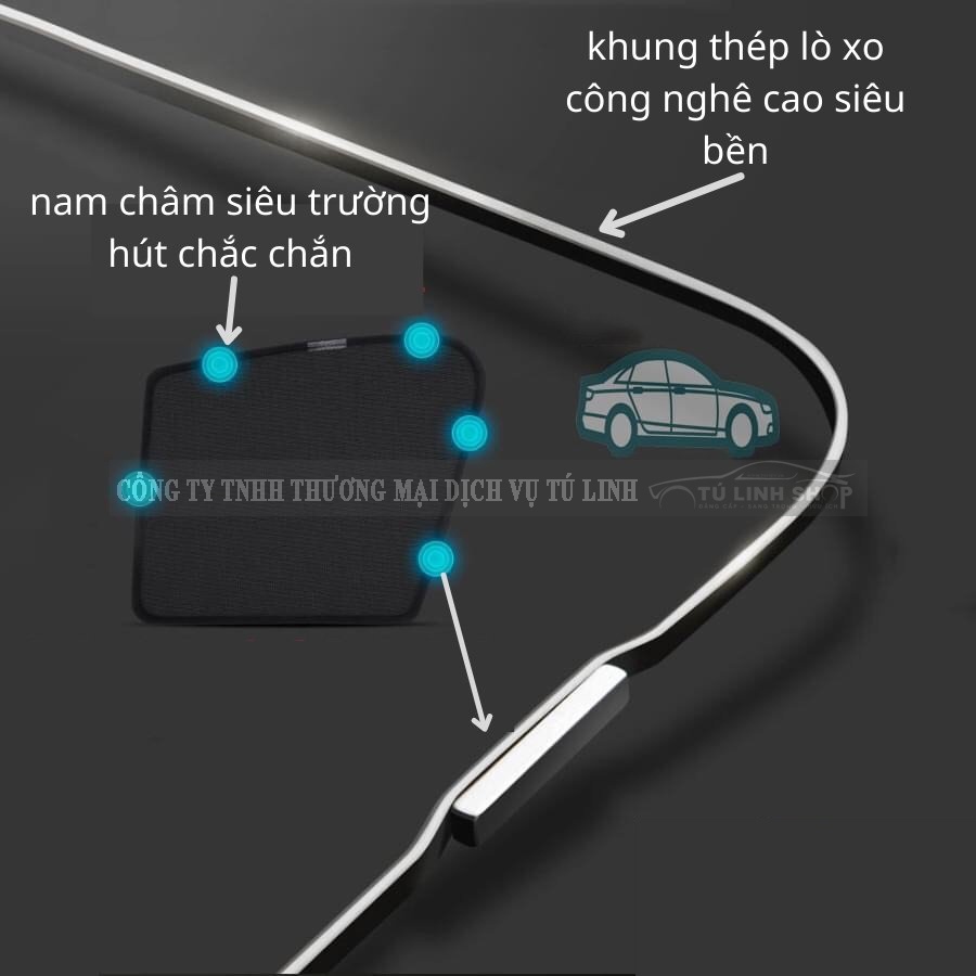 Rèm che nắng nam châm cho xe Toyota Vios, bộ 4 tấm cho 4 cửa, hàng loại 1 cao cấp nhất, vừa khít kính