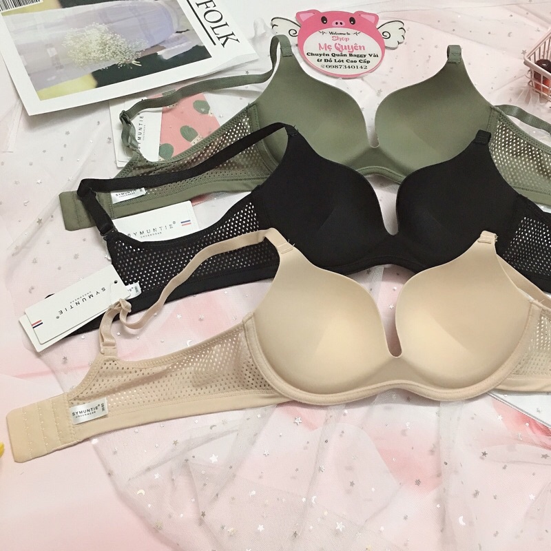 Áo lót nữ su non dây phối lưới hiện đại, quả trơn không gọng nâng ngực nhẹ nhàng