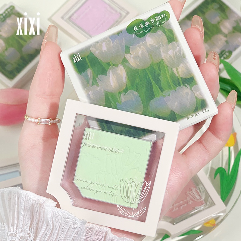 xixi hoa thơm đơn sắc phấn má hồng nhỏ cầm tay trang điểm khỏa thân tự nhiên mờ sức sống cô gái tăng cường nước da má hồng xanh