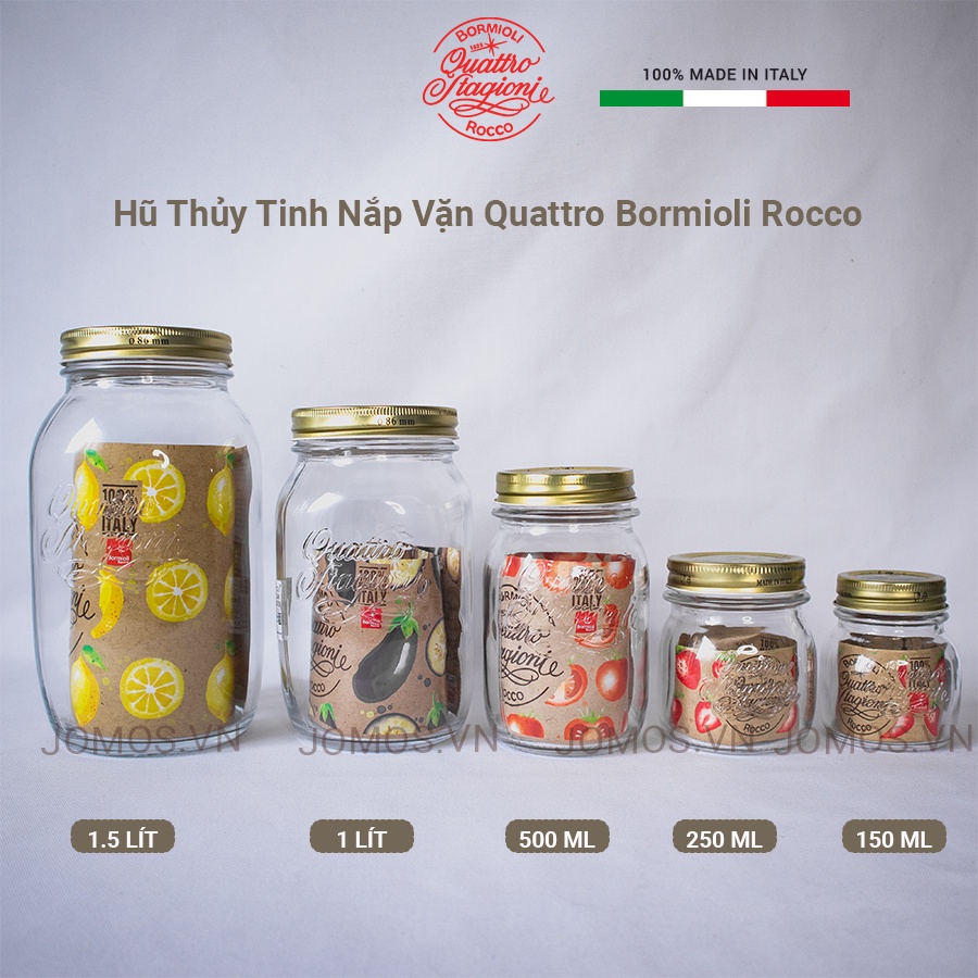 Hũ Thủy Tinh Nắp Vặn Quattro Stagioni -  Bormioli Rocco Italy, Không Chì, Không BPA TT.Q0