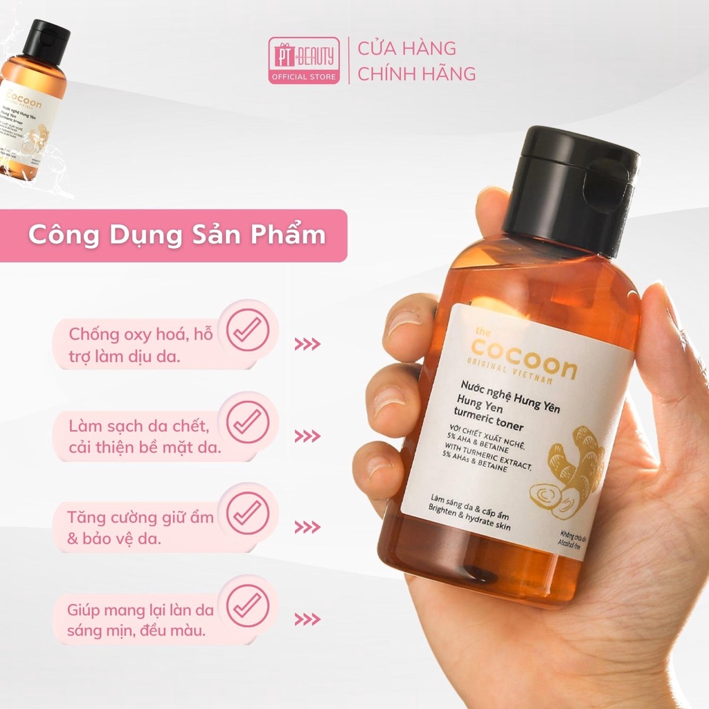 Nước nghệ Hưng Yên (toner) COCOON cấp ẩm sáng da mờ thâm nám