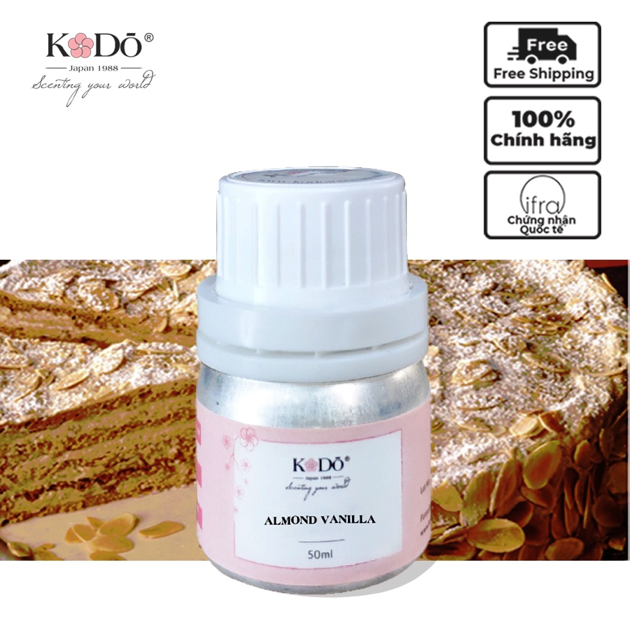 Tinh Dầu Nước Hoa Thơm Phòng, Thư Giãn Kodo Almond Vanilla - Nguyên Chất - 3 Tầng Hương Thơm Độc Đáo - 10ml/50ml/110ml