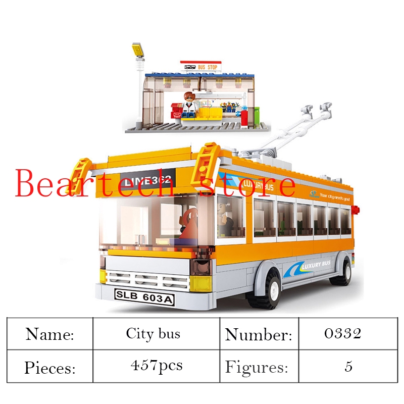 Sluban 032 bộ đồ chơi lego mô hình xe buýt thành phố cho trẻ em