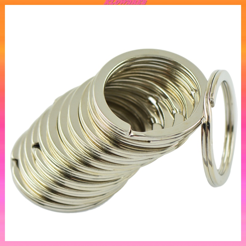 12x Keyring Flat Split Key Rings 28mm Nickel Plated Steel Hoop Loop Ring