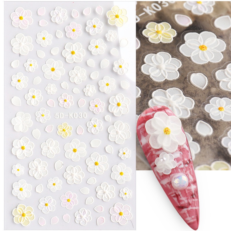 Nhãn dán trang trí móng tay hình ren hoa bướm 3D 5D DIY