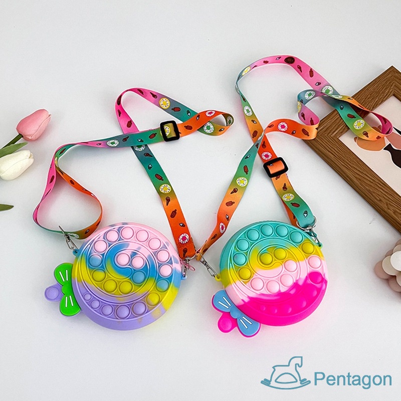 Túi Đeo Chéo Silicon Có Khóa Kéo Kiểu Hàn Quốc Dễ Thương Cho Bé Gái