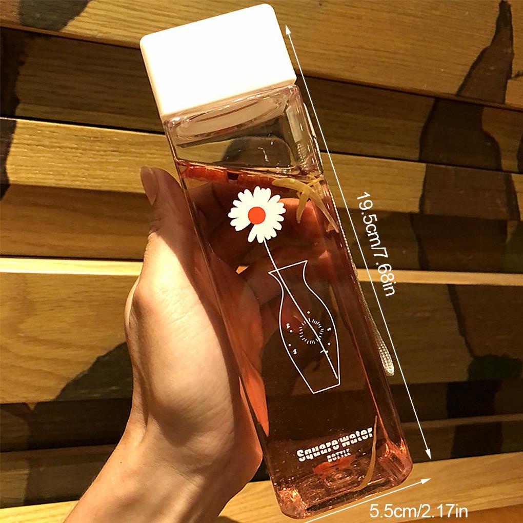 Bình Nước Nhựa Trong Suốt Hình Vuông Dung Tích 500ml ff86