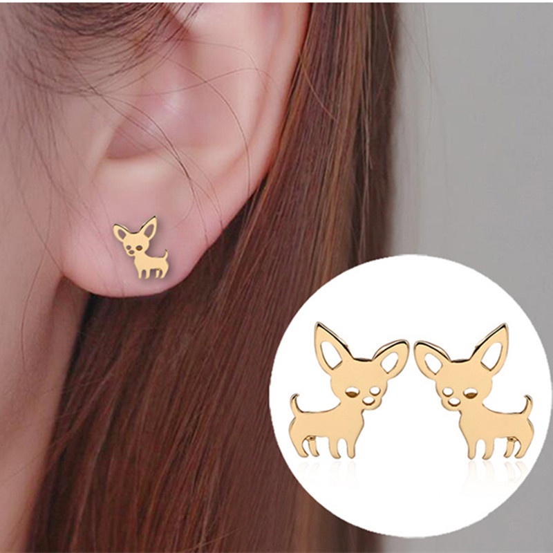 Bông Tai Inox Hình Chihuahua Dễ Thương