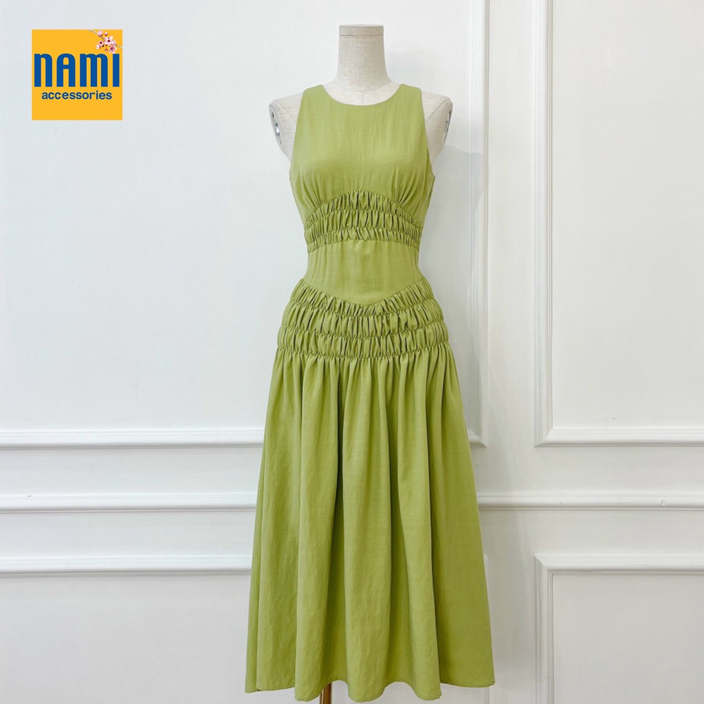 Đầm xoè dáng maxi sát nách nhún chỉ lạ mắt duyên dáng thướt tha - ATNU031