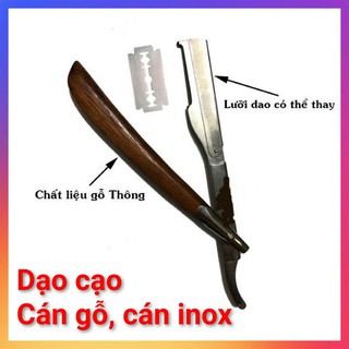 Cán Dao cạo Lông mặt - Cạo Râu cán gỗ/inox
