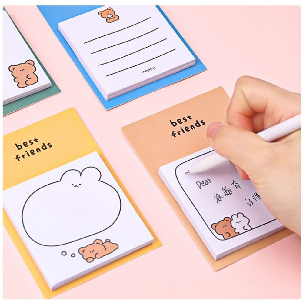 Giấy note ghi chú dán được hình gấu nâu thỏ trắng cute dễ thương N14 Taro Stationery