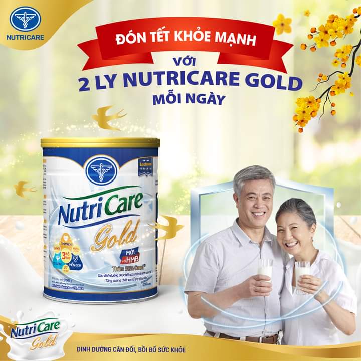 Lon 900g Sữa Bột Dinh Dưỡng Nutricare Gold  Bổ Sung Dinh Dưỡng Cho Ngừời Cao Tuổi