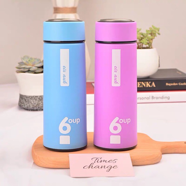 (BÌNH MÀU 6OUP) Bình nước thủy tinh màu- giữ nhiệt thủy tinh bọc nhựa 450ml