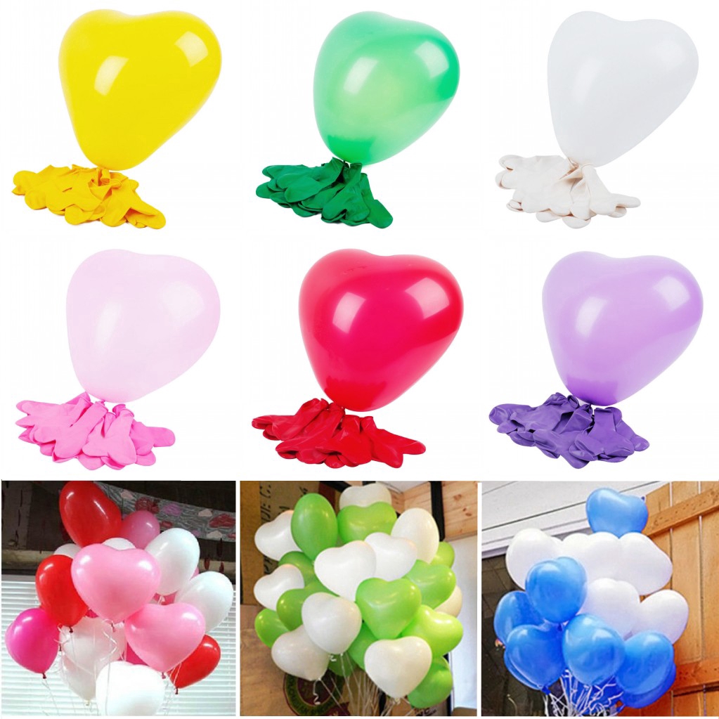 100 bong bóng trang trí hình trái tim