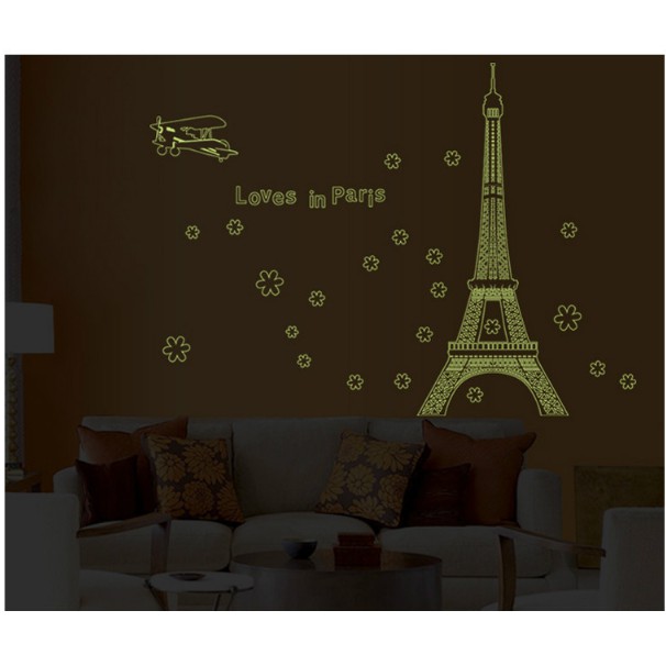 Decal trang trí tường - Tháp Love In Paris DẠ QUANG