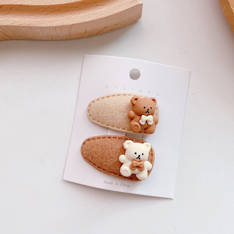 Set 2 Kẹp Tóc Hình Gấu Dễ Thương Cho Bé Gái