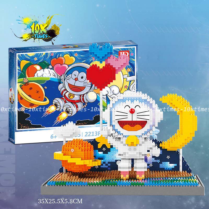 Mô hình lắp ráp doraemon phi hành gia có đèn led decor tặng sinh nhật bạn trai bạn gái 10xtimes