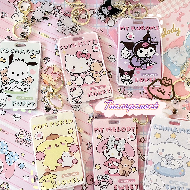 SANRIO Bao Da Điện Thoại Cứng Trong Suốt Kèm Móc Khóa Và Ngăn Đựng Thẻ ID