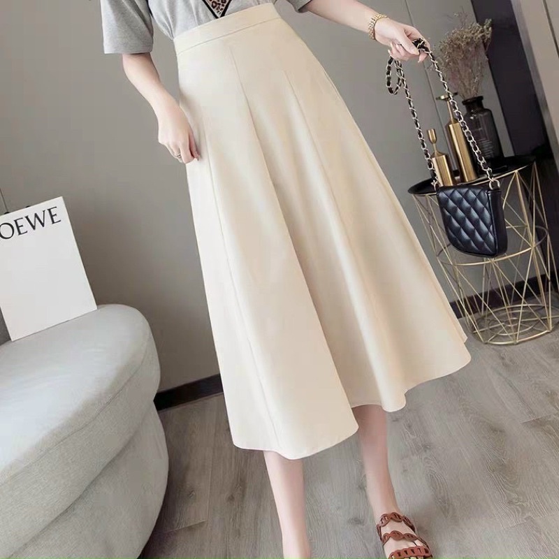 Chân váy cạp cao dáng dài xoè chất tuyết mưA- Linhchi-studio