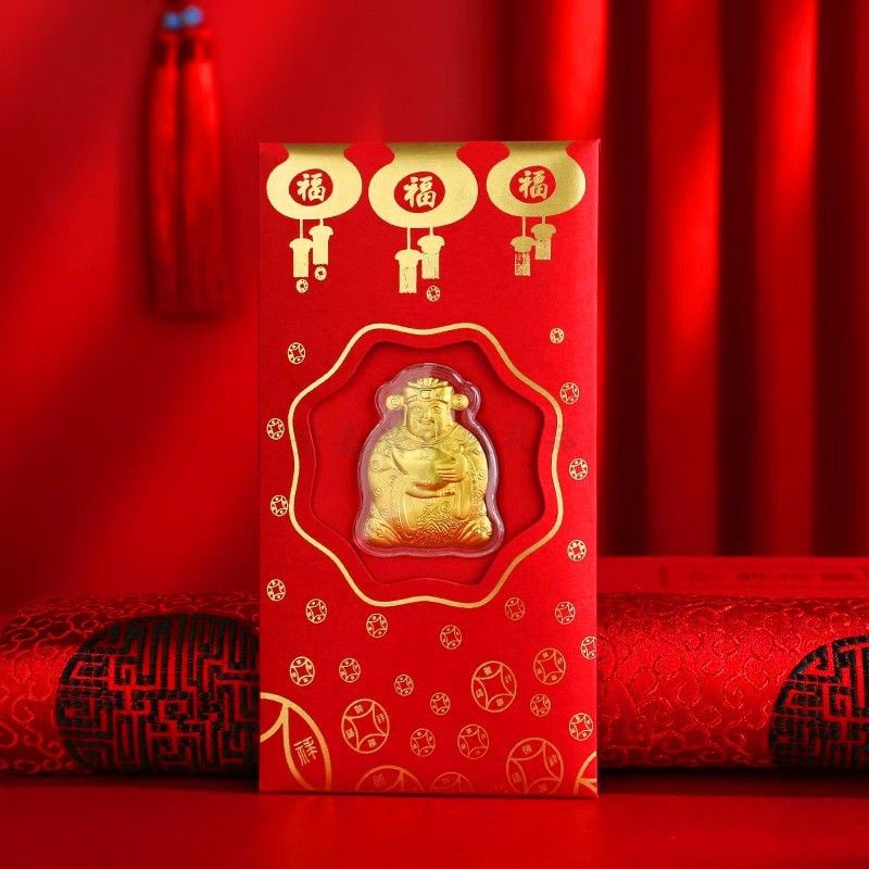 Bao Lì Xì Thần Tài Mạ Kim Loại Vàng May Mắn