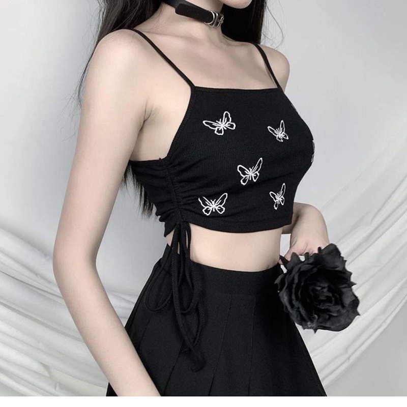 Áo hai dây, Áo 2 dây croptop body hình bướm dây rút eo - CUTEZOO