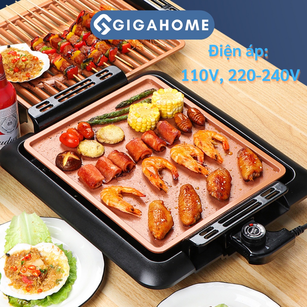 Bếp Nướng Điện Hàn Quốc Không Khói GIGAHOME Vỉ Vàng Chống Dính, Sang Trọng 10494
