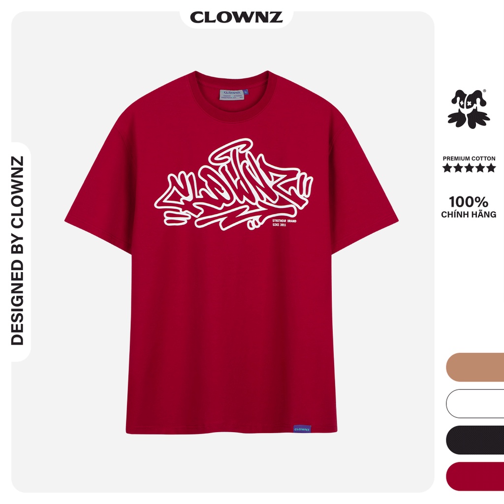 Áo thun tay lỡ local brand Clownz Graffiti Tag T-shirt chất cotton, form rộng unisex