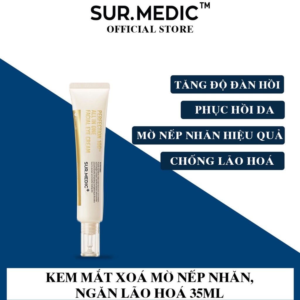 Kem Dưỡng Giảm Thâm Mắt Xoá Mờ Nếp Nhăn Surmedic Perfection 100tm All In One Facial Eye Cream 35ml