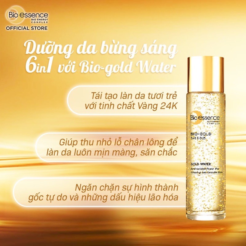 HSD:12/2023)Nước dưỡng ngăn ngừa lão hóa Bio-Essence Bio-Gold Bio-Essence Gold chiết xuất vàng 24k 150ml