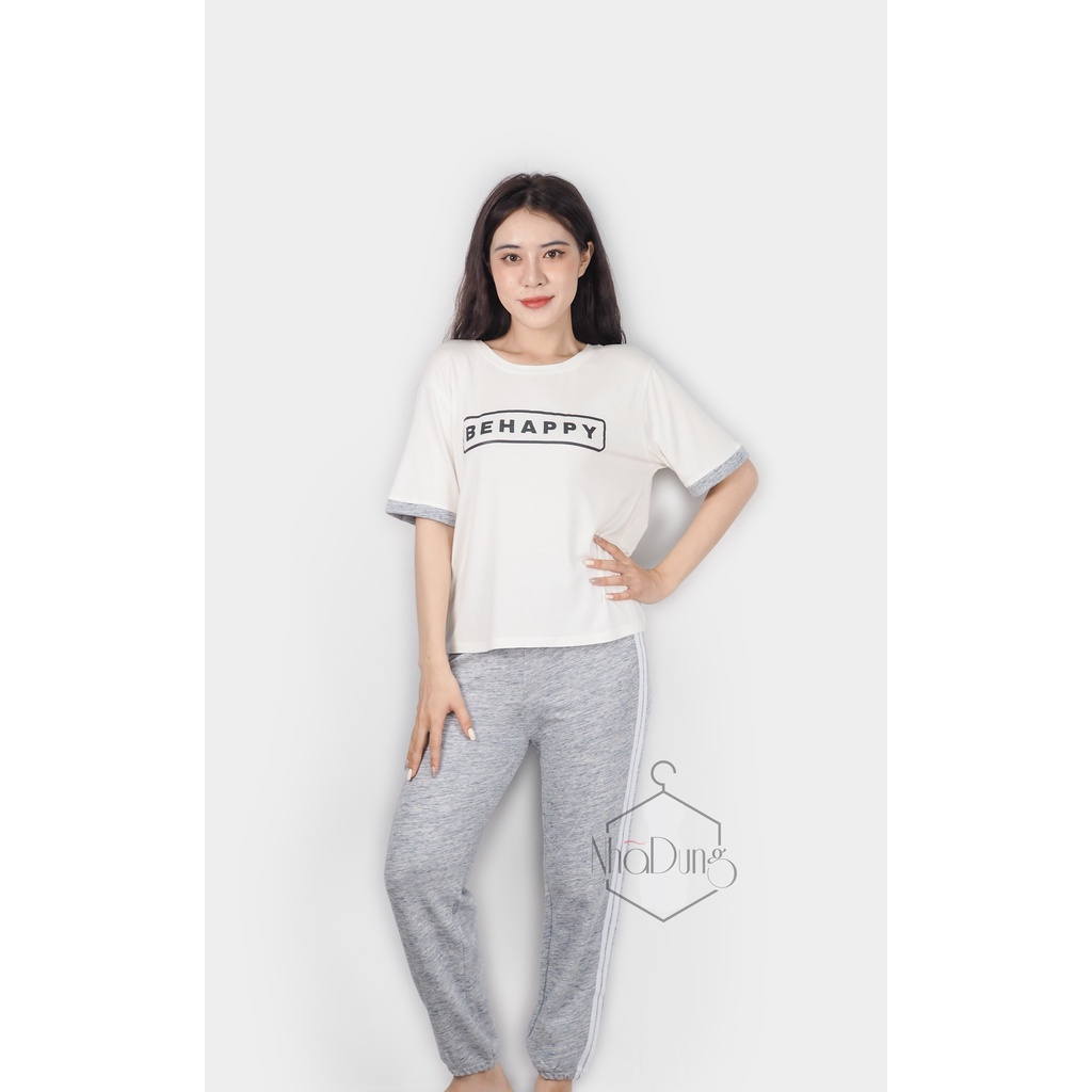 Set đồ bộ mặc nhà đồ thể thao nữ cotton lụa mềm mát trẻ trung năng động Nhã Dung Store dưới 70kg