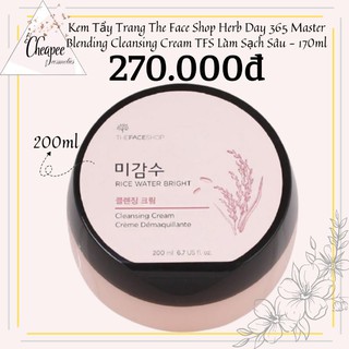 Kem Tẩy Trang The Face Shop Rice Water Bright Cleansing Cream TFS Làm Sạch Sâu Lớp Make Up - 200ml