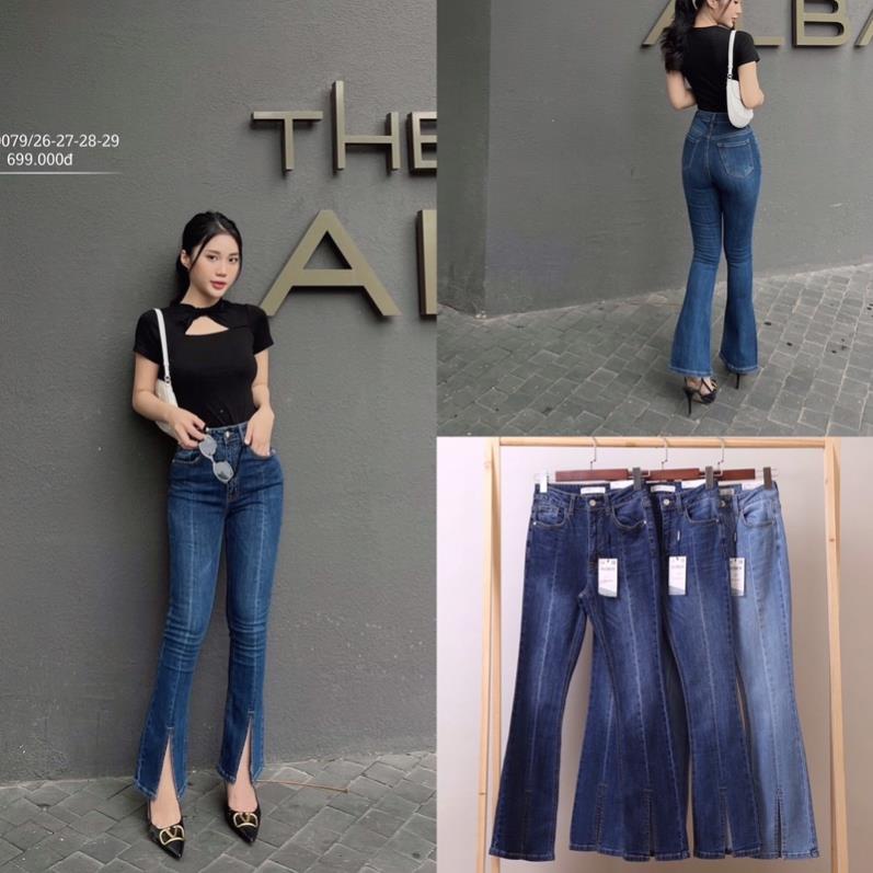 Bán sỉ quần jeans bò loe ống xẻ vnxk gqj0078